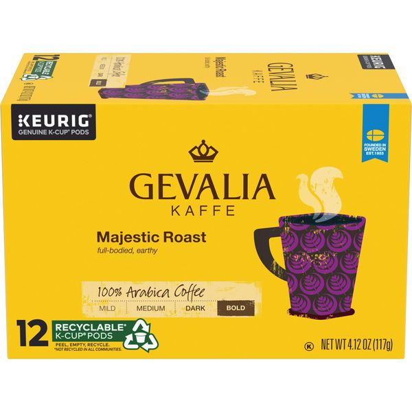 Gevalia Majestic Roast Bold Dark Roast K‐Cup Coffee Pods (12 ct Box)