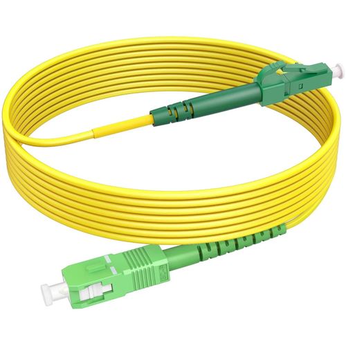 RamboCables 6ft(2m) SC/APC to LC/APC Singlemode Fiber Optic Cable OS2 Simplex 9/125μm LSZH FTTH Yellow 2.0mm Cable Diameter
