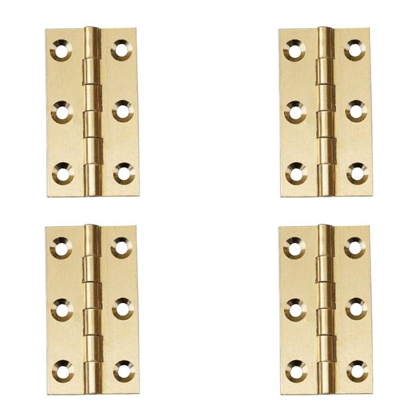 4 Pcs 2" Door Hinges Brass Folding Hinges for Gate Window Closet Drawer Boxes