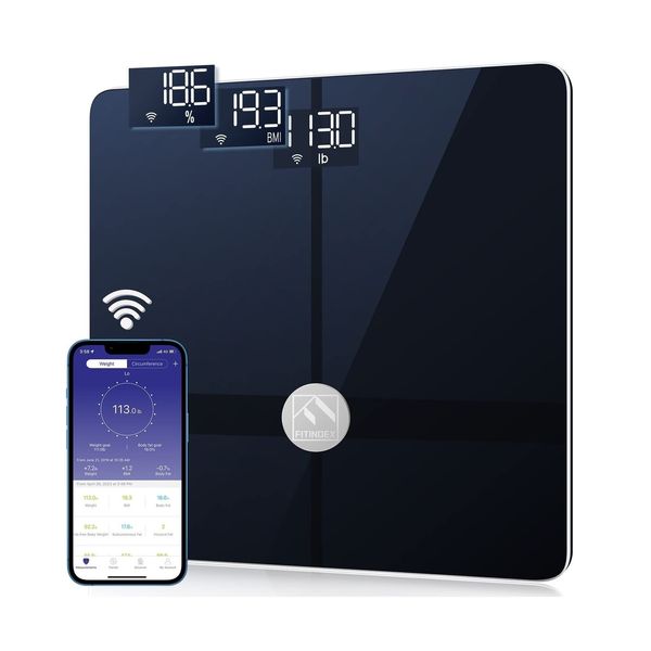 FITINDEX Wi-Fi Scale for Body Weight, Bluetooth Body Fat Scale Smart Digital ...