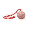 Julius-K9, IDC Natural Rubber Ball with String, Horizontally Grooved, 60 mm