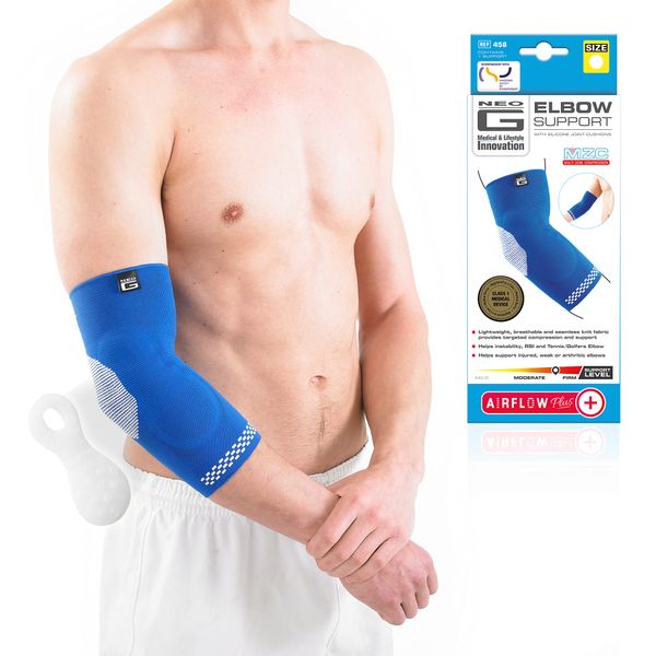 Neo G Elbow Support Brace with Silicone Patella Cushion for Joint Pain Relief, Elbow Injury, Recovery, Tendonitis, Sprains, Tennis Elbow, Golfers Elbow - Elbow Compression Sleeve - Airflow Plus - L