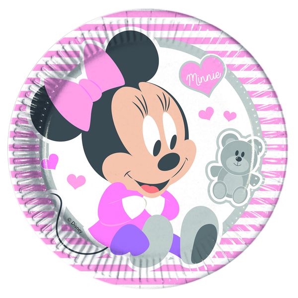 Disney 47666 Mickey & Friends Plates, Rosa, Bianco