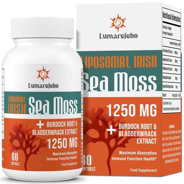 Liposomal Irish Sea Moss Softgels | 30000mg of Wild Irish Seamoss Equivalent Per Serving | Burdock Root & Bladderwrack Complex Formula | Enhanc Immunity & Gut Health