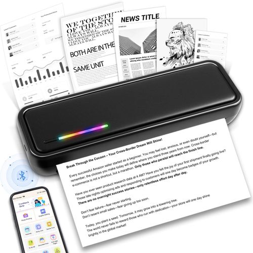 Fitrobust Portable Printer Wireless for Travel, Bluetooth Thermal Printer Supports 8.5 x 11 Inch Thermal Paper, Inkless Compatible with iOS, Android, Laptop for Office, Car and Home