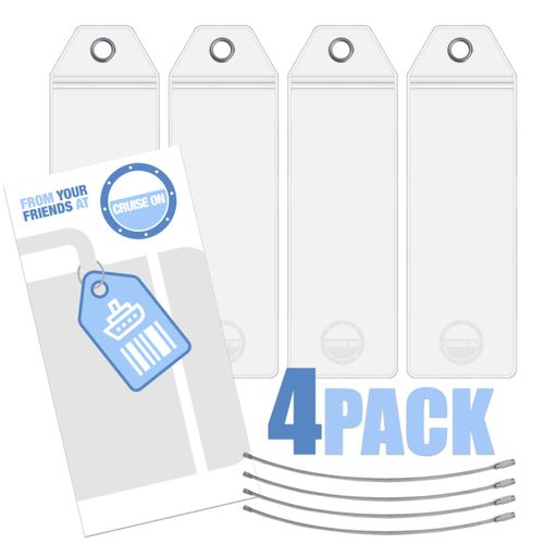 Royal Caribbean Luggage Tag Holders by Cruise On [4 Pack] Fits All Royal Caribbean Ships & Tags for Cruises in 2024 & 2025