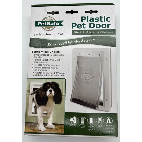 Pet Safe Plastic Pet Cat Dog Door  Small 1-15 LB   5  x 8 opening