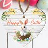 Handcrafted Easter Wooden Heart Plaque with 'Happy Easter' Quote - Rustic Spring Home Decor | Versatile & Customisable Hanging Decoration