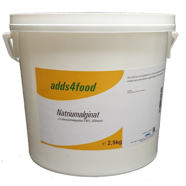 2,5kg Natriumalginat 200 mesh in Lebensmittelqualität E401, z.B. als Abformmasse geeignet, in einem wiederverschließbaren, luftdichten Eimer