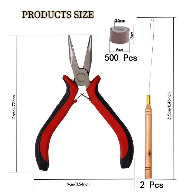  Microlink Kit Pliers Hook Loop Needle with 500pcs
