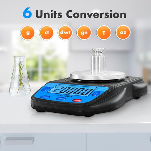 600g x 0.01g Science Digital Scale Lab Balance Gram Scale Accuracy Electronic Scale Laboratory Digital Scale Chemistry Jewelry, Carats, Ounces, Grams Scale Calibration Weight and Adapter Included