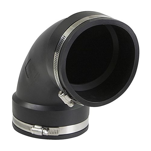 Supply Giant 6I77 Flexible Elbow Coupling with Stainless Steel Clamps, 4.5" Inner Diameter for 4" Nominal Pipe, Black