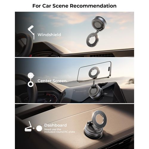 MRGLAS 2025 Upgraded Vacuum Magnetic Phone Holder Stand, Suction Cup Phone Mount for Magsafe [89+LBS Strongest Suction & 2800gf Strongest Magnetic] Adjustable Swivel Lock, for Your Car/Gym/Mirror