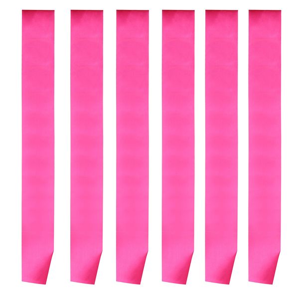 I-MART Blank Satin Sash, Princess, Beauty Queen, Homecoming, Winner, Mayor, Make Your Own Pins, Party Plain Pageant Sashes (Pack of 6, Hot Pink)