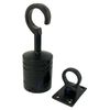 RopeServices UK 40mm Black Decking Rope Hook and Eye Plate, Deck Post End Fixing Post Fitting