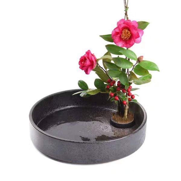 AIVAR Basin Flower Vase, Vase for Fresh Flowers, Flower Base, Flower Arrangement, Pottery, 8.3 inches (21 cm), Ikebana Vase, Ikebana Tool, Flower Arrangement, Flower Arrangement Vase, Japanese Nesque