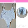OLYOLY Super High Leg Leotard with Holes, See-Through Sister, Extreme, Sexy, Cosplay, Knee High Thong (03, Light Blue)