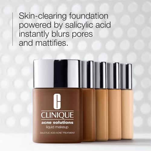 Clinique Acne Solutions Liquid Foundation Makeup With Salicylic Acid For Dry Combination to Oily Skin Types | Medium Coverage, Natural Matte Finish, Cream Chamois