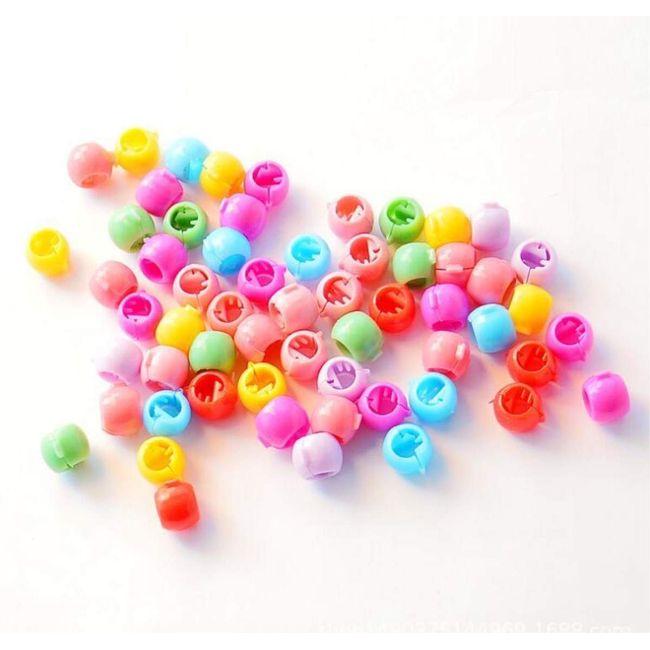 50 Hair Claw Clips Mini Hair Bangs Rainbow Beads Clip Cute Candy Colors Plastic Hairpins Hair Braids Maker Beads Head wear Hair Accessories For Kids Girls Women