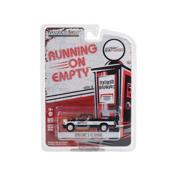 1990 S-15 Sierra Pickup Truck Black and White with Flames Running on Empty Series 16 1/64 Diecast Model Car by Greenlight 41160D