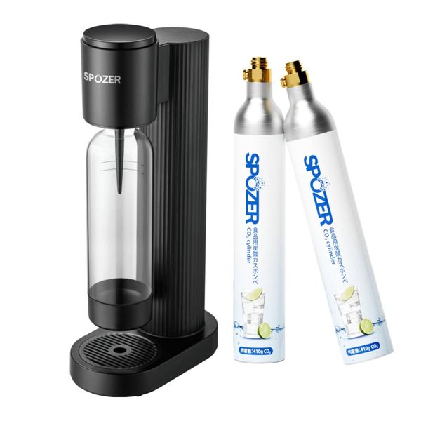 SPOZER Carbonated Water Maker, Starter Kit, 2.3 gal (60 L) Gas Cylinder (2 Bottles), Soda Maker, Soda Machine, 3.3 gal (1 L) Dedicated Bottle, For Household Use, No Power Supply, Cordless, Easy