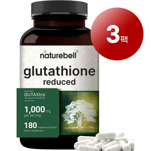 Wawa Market NatureBell Glutathione 1000mg Vegan 180 Tablets Antioxidant Immune System Skin Aging Health Care 1 Pack, 3 Packs