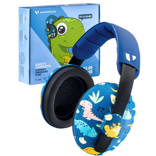 Vanderfields Baby Ear Protection Noise Cancelling Headphones for Babies, Toddlers, Infants 3 months to 2 years,Dinosaur Club