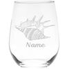Seashell with name 17 oz. stemless wine glass