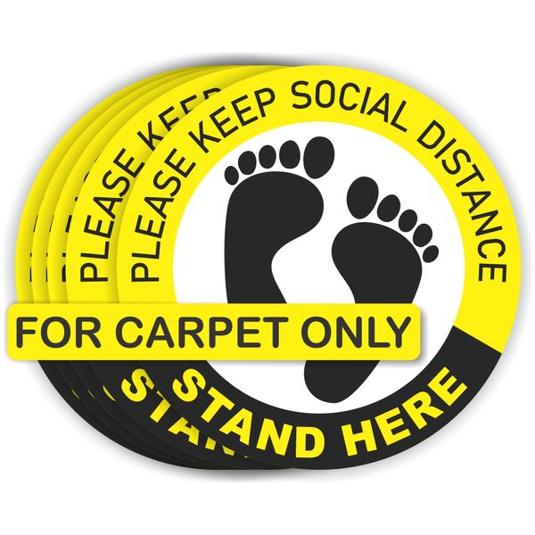 Social distancing floor decals for carpet, floor sign 6 ft. (5 pack)