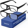Gaoye 2-Pack of Reading Glasses - Blue-Light Filter, UV Protection - Readers with Rectangle Frames