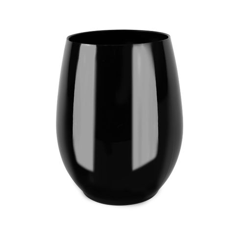 PLASTICPRO 12 Pack Black Plastic Wine Glasses Stemless Disposable 12 oz BPA Free Shatterproof Plastic Wine Cups Wine Glasses for Parties