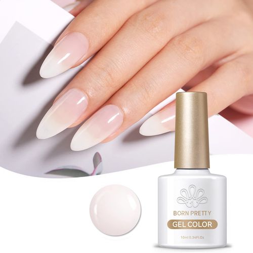 BORN PRETTY Gel Nails, Milky White, Single Item, Transparent Gel, Clear Base, 0.3 fl oz (10 ml), UV/LED Compatible, Soak Off Gel, Nail Art Salon Supplies, Color Gel