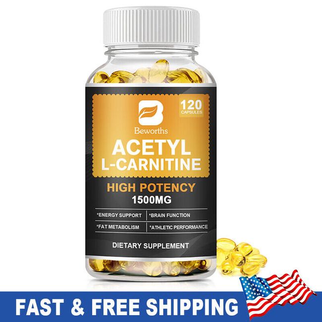 Acetyl L-Carnitine Capsules 1500mg High Potency Brain Energy Support 120 Pills