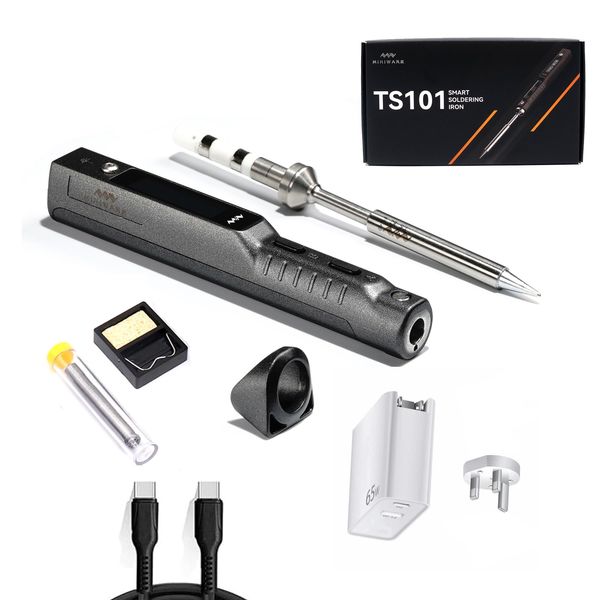 TOOLSAVING TS101 Soldering Iron Kit TS100 Upgraded PD 90W DC 65W Original Smart Digital Mini Portable Fast Heating Adjustable Temperature USB Type C Solder BC2 Tip Set