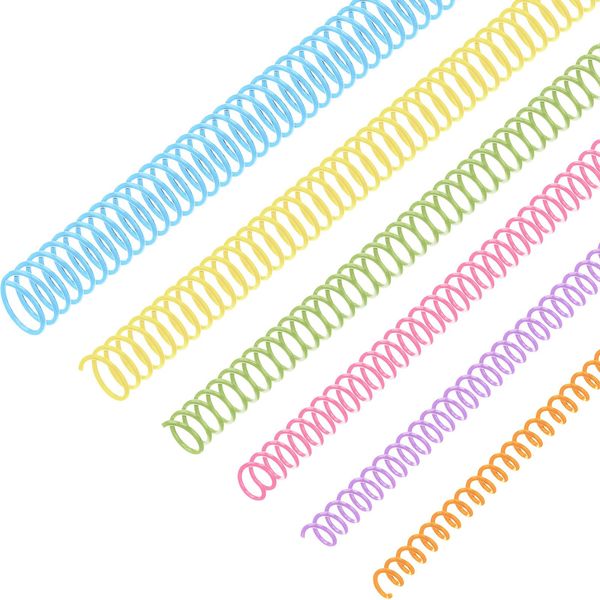 120 Pack Plastic Spiral Binding Coils Binding kit Spirals Multi Size Spiral Binding Spines Binder Combs Spines, 4:1 Pitch, 1/4 5/16 3/8 1/2 5/8 3/4 Inch(Colorful)