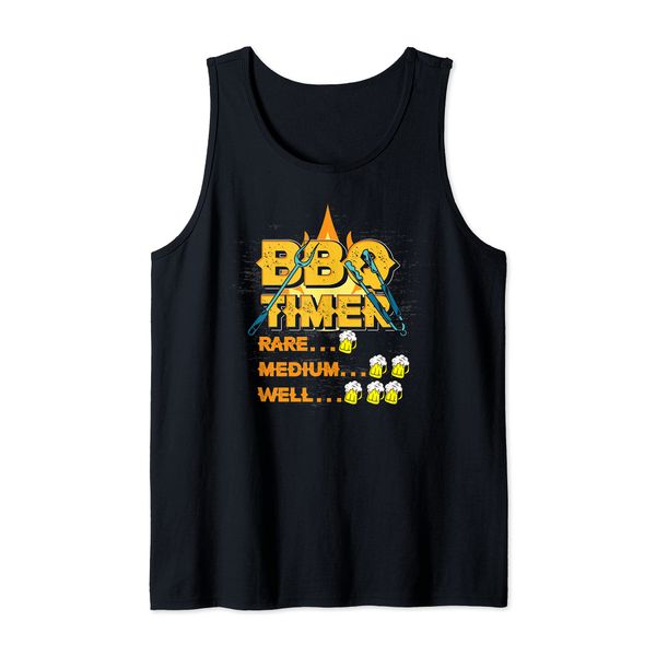 BBQ Timer Rare Medium Well Funny Beer Lover Grilled Barbecue Tank Top