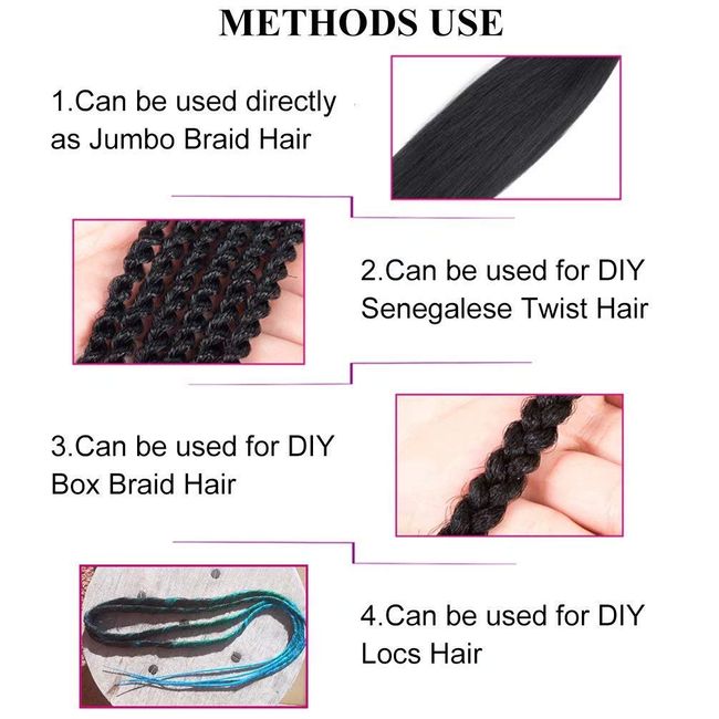 26 inch Braiding Hair Pre Stretched Syntheic Braiding Hair Extension (4 Packs)