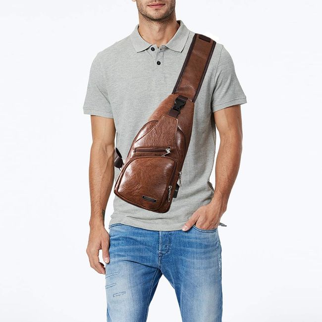 Men Sling Chest Bag Cross body Backpack With USB Charging Port Travel  Sports Male Shoulder Messenger Bag, Gift For Father