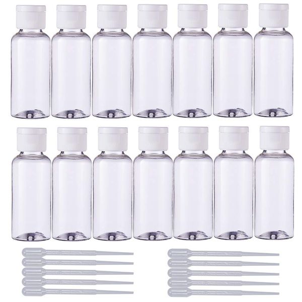 BENECREAT 24 Pieces 1.7 fl oz (50 ml), Small Divided Bottle, One-Touch Travel Bottle, White Cap, Plastic Container, Empty Bottle, Refill Bottle, Shampoo, Cream, Cosmetics, Storage, Travel Supplies