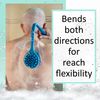 EOT Wellness Bendable Long Handled Silicone Body Brush & Hair Scrubber - Bath Shower Back Brush, Shampoo Hair & Scalp Massager, Back Scrubber for Shower (Blue Sapphire)