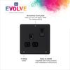 BG Electrical Evolve Single Switched Power Socket, 13A, Matt Black