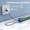 Wagner & Stern ultrasonic whitening Electric Toothbrush with 8 Charcoal Black Brush Heads. for Fresh Breath & Healthy Smile. (Green)