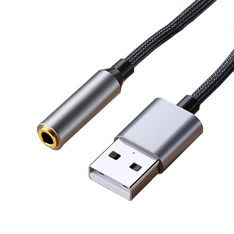 USB to 3.5mm Audio Converter Adapter, External Sound Card, USB Port, 4 ...
