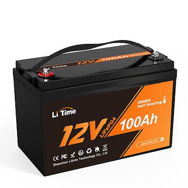 Litime 12V 100Ah Heated LiFePO4 Lithium Battery W/ Dual Heating Pads Low Temp.