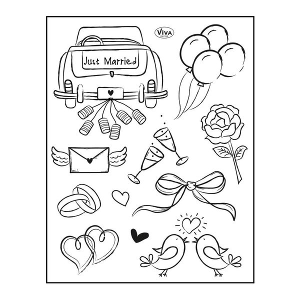 Viva Decor Clear-Stamps (Just Married) Silikon Stempel - Prägung Stempel - DIY Dekoration stanzen - Stempel Silikon - DIY Stamp - Stempel Prägung - Designed in Germany