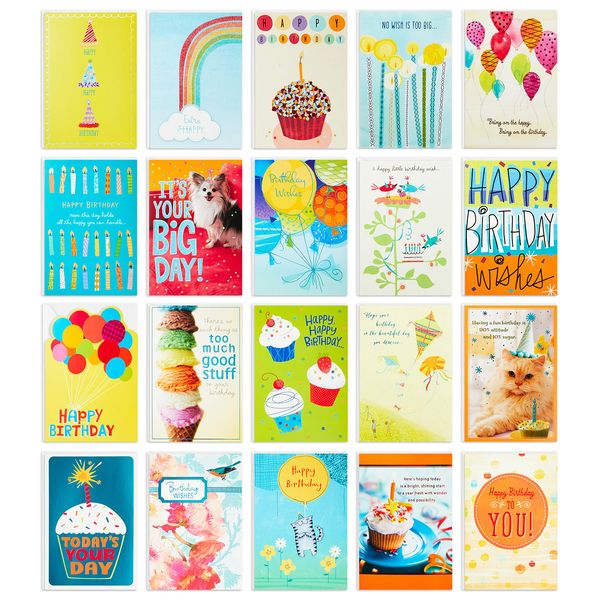 Hallmark Birthday Cards Assortment, 20 Cards with Envelopes (Refill Pack for Hallmark Card Organizer Box)