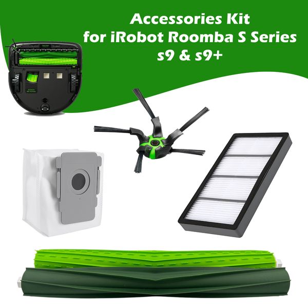Replacement Kit for iRobot Roomba S9 S9+ 9150 9550 Roller Brush Filter Dust Bag