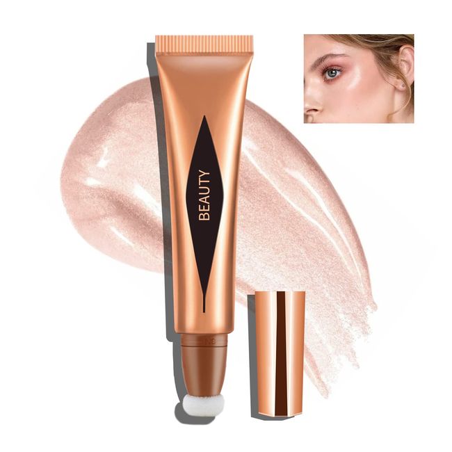 Boobeen Liquid Highlighter Contour Beauty Wand, Creme Bronzer Illuminator Stick mit Kissen Applikator, erstellen 3D Gesicht Make-up