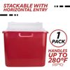 Medegen Sharps Container, Red Base 10.5" X 3.5" X 10.5", Horizontal Entry, Each
