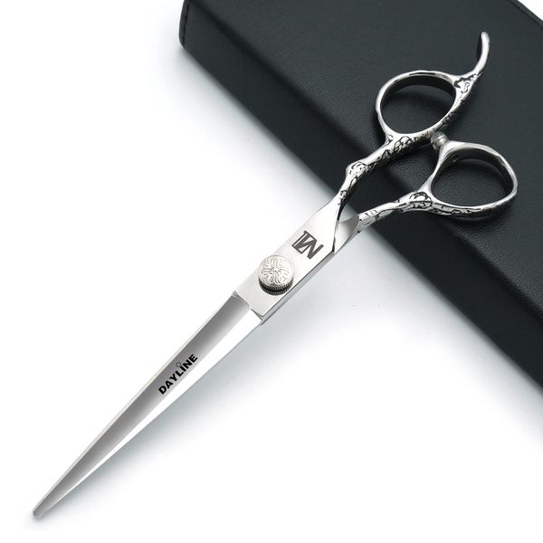 Dayline 7" Professional Salon Shears Hairdressing Scissors Haircut Human Silver Barber Scissors Japan 440c Steel Cutting Hair Scissors (7 inch)